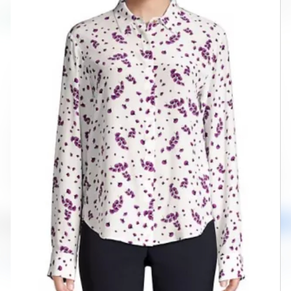 Donna Karan.spring lightweight Silk floral small blouse